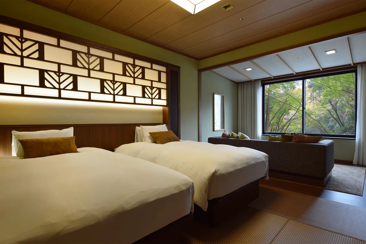 ห้องพัก Deluxe Twin ของ Dai-ichi Takimotokan