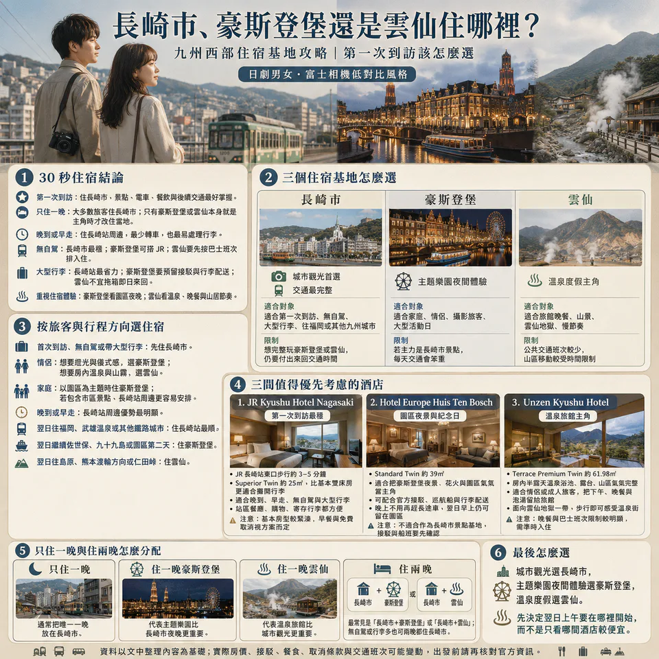 พักที่ไหนในนางาซากิ?|Nagasaki City vs Huis Ten Bosch vs Unzen เลือกจากสิ่งที่ต้องทำตอนกลางคืน