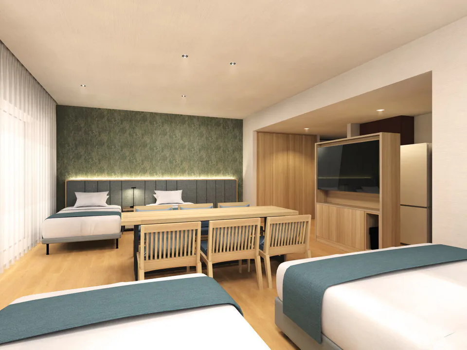 ห้องพักและพื้นที่เตียงของ La'gent Stay Hakodate Ekimae